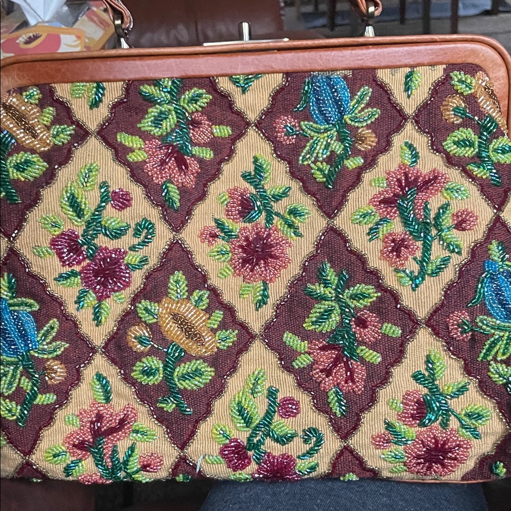 Vintage Isabella Fiore Floral beaded Handbag with Duster Bag